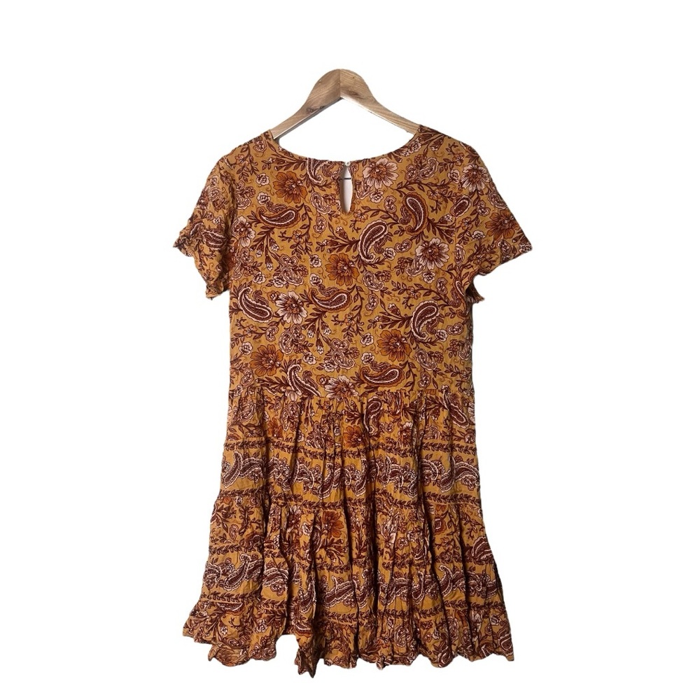 Patrons of Peace Toluca Border Print V-Neck Mini Dress M